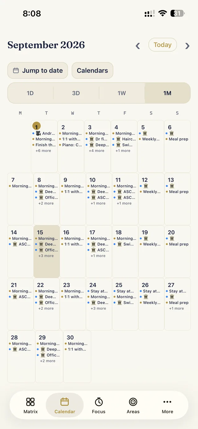 The month view
